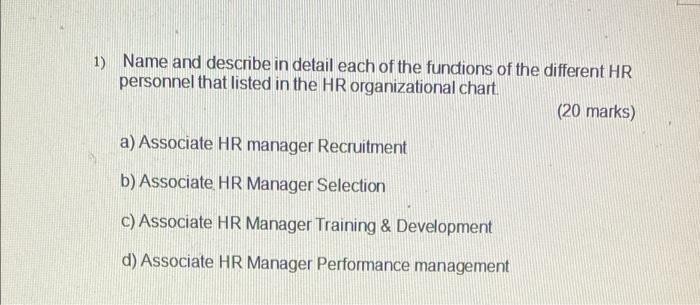 describe in detail each of the listed HR