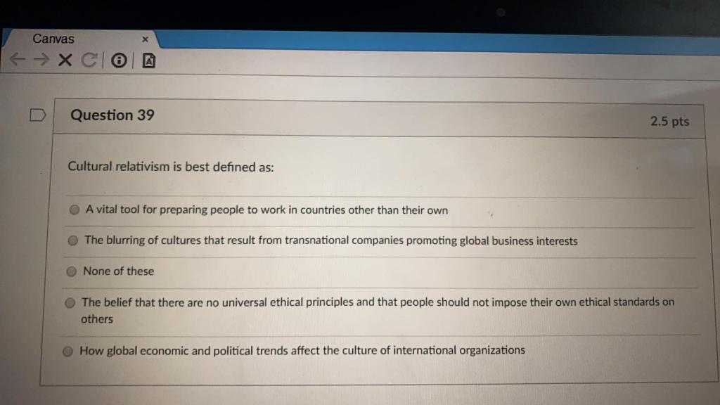 Canvas Question 47 The Hirst principle recommends