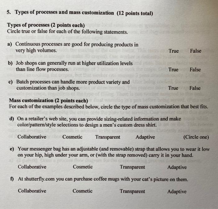5. Types of processes and mass customization (12