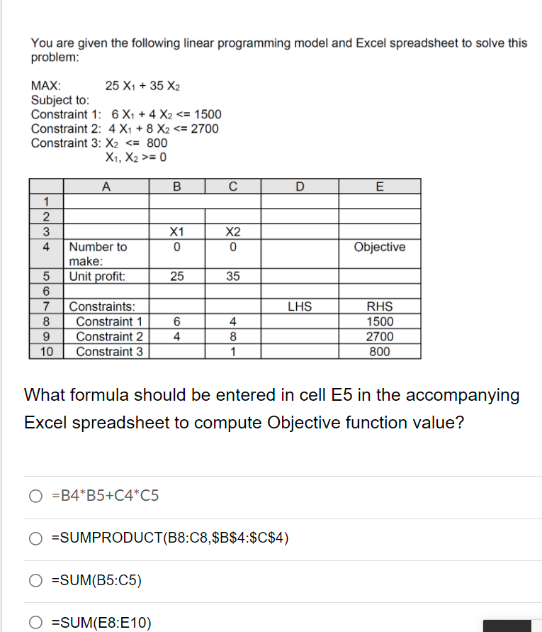 You are given the following linear programming