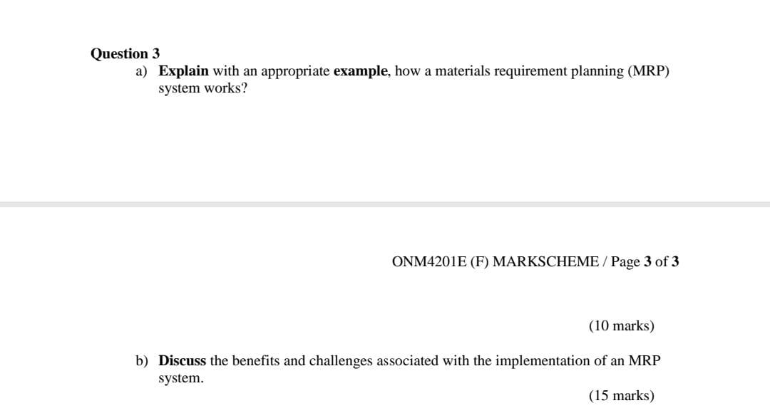 Question 3 a) Explain with an appropriate