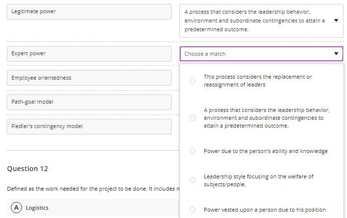 MATCH THE 4 CHOICES PLEASE Legitimate power A