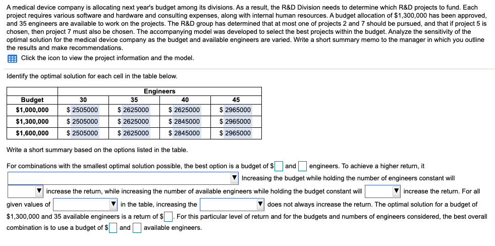 Please fill in the blanks, drop downs and the