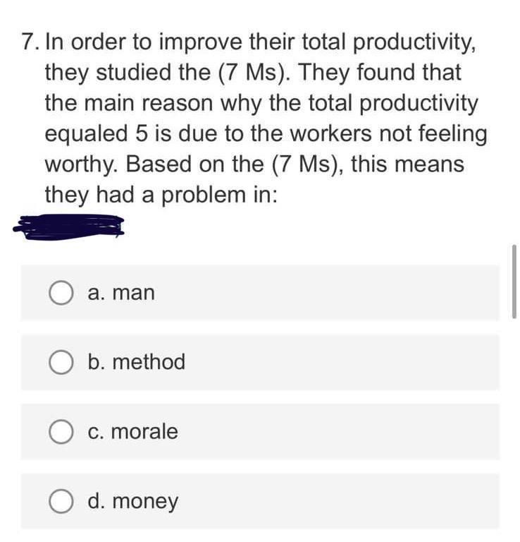 Please I need 1 line explanation for each answer