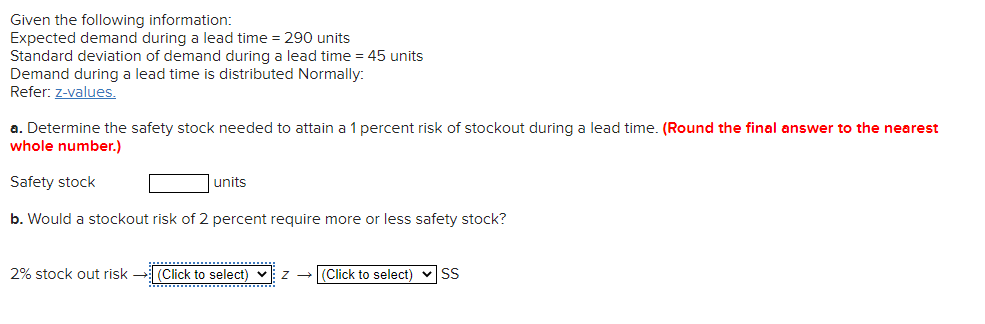 Given the following information: Expected demand