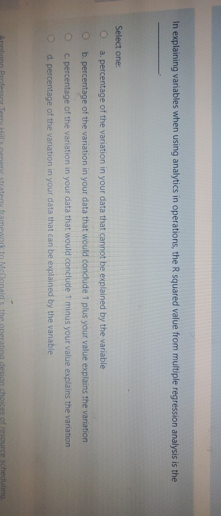 In explaining variables when using analytics in