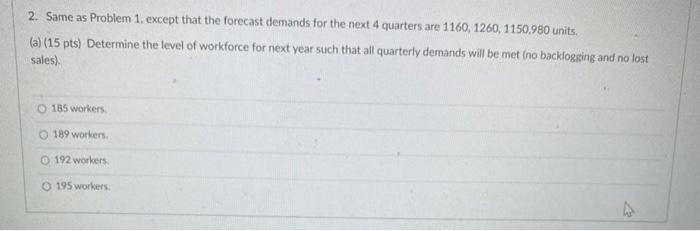 2. Same as Problem 1. except that the forecast
