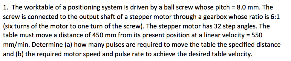 1. The worktable of a positioning system is