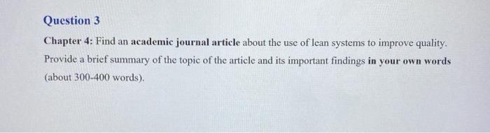 Chapter 4: Find an academic journal article about