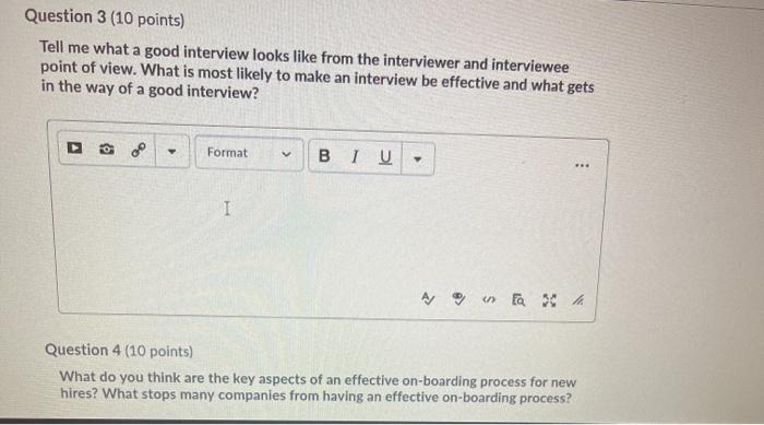 Question 3 (10 points) Tell me what a good