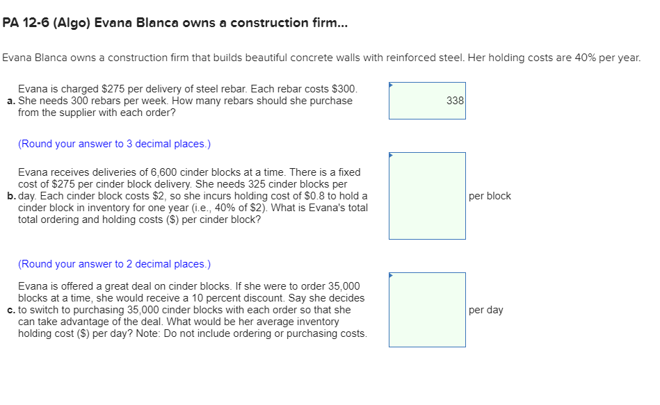 PA 12-6 (Algo) Evana Blanca owns a construction