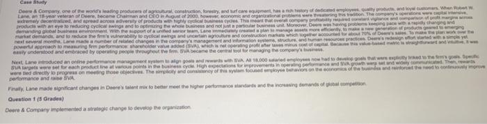 case study question q1) Deere & company