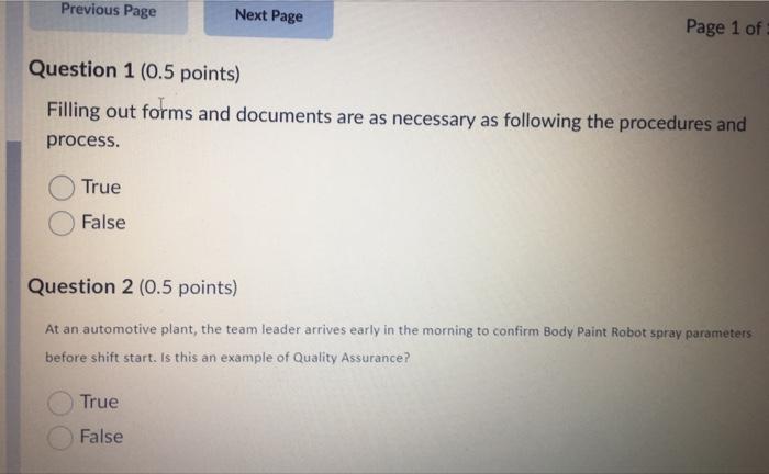 Page 1 of Question 1 ( 0.5 points) Filling out