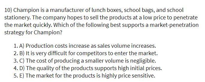 10) Champion is a manufacturer of lunch boxes,