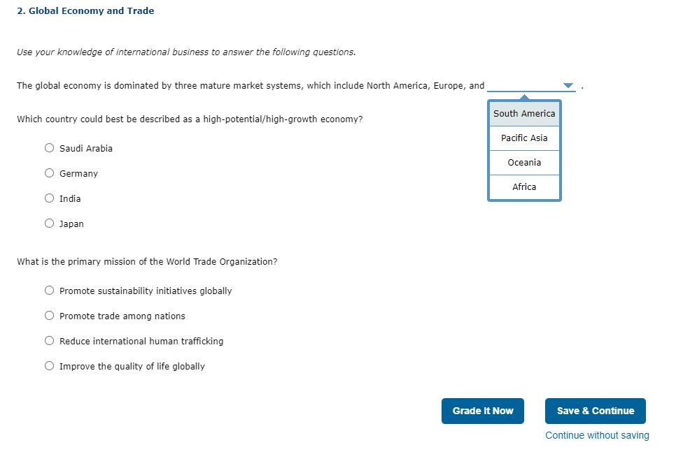 2. Global Economy and Trade Use your knowledge of