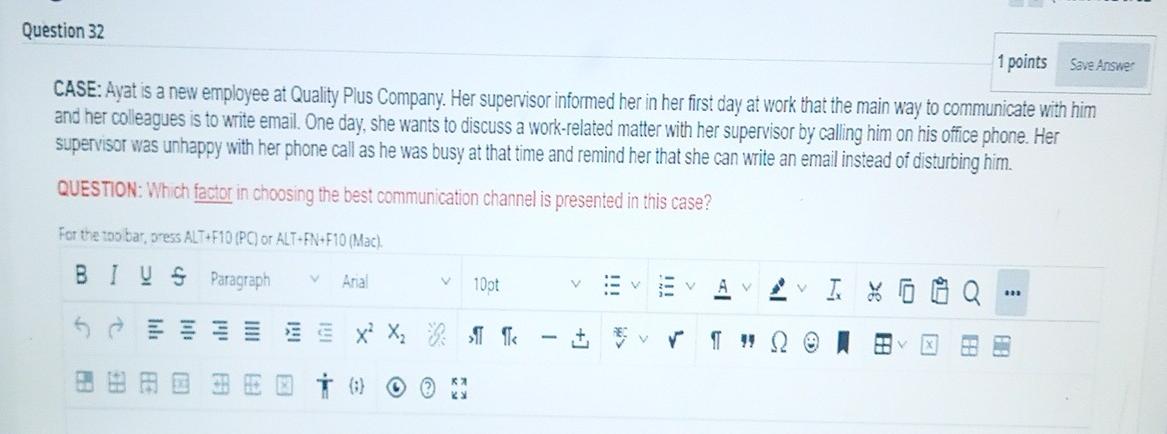 q32 Question 32 1 points Save Answer CASE: Ayat