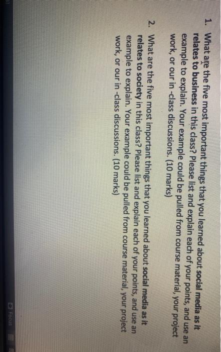 1. What are the five most important things that