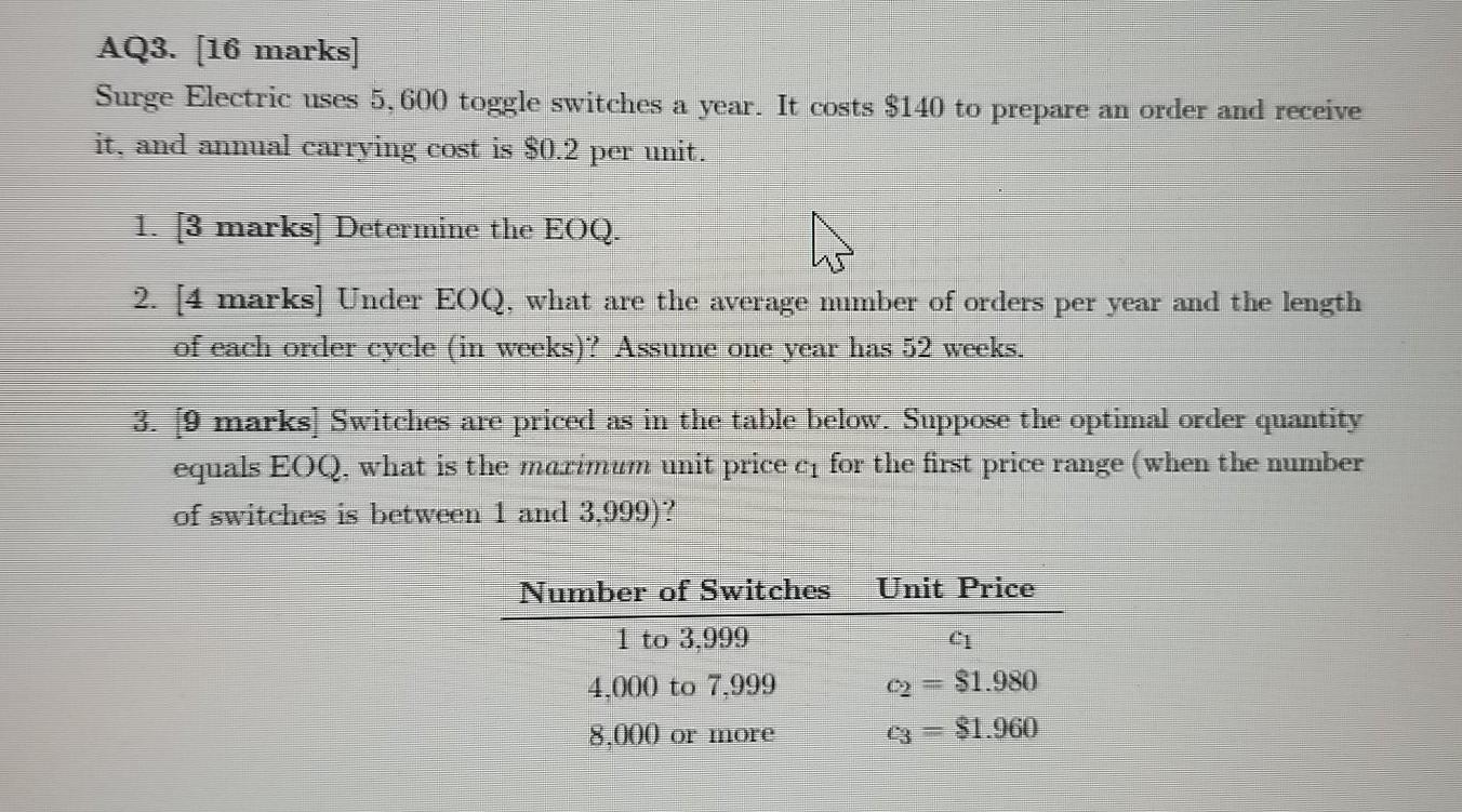 Answer part 3 please AQ3. (16 marks] Surge