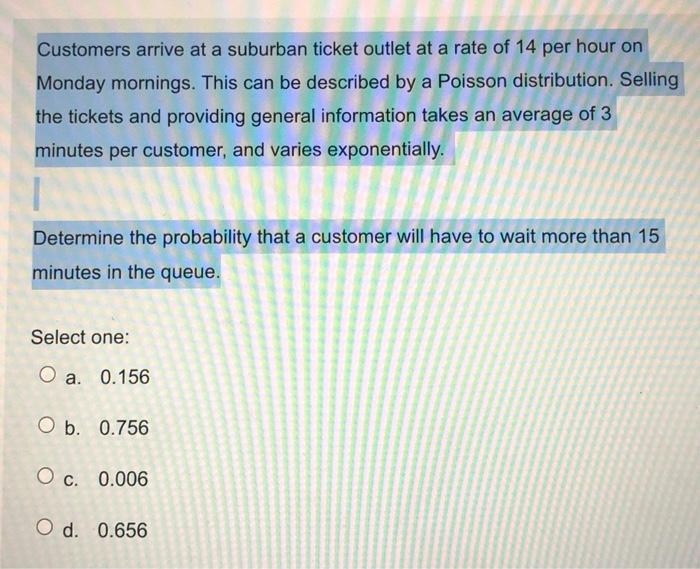 Customers arrive at a suburban ticket outlet at a
