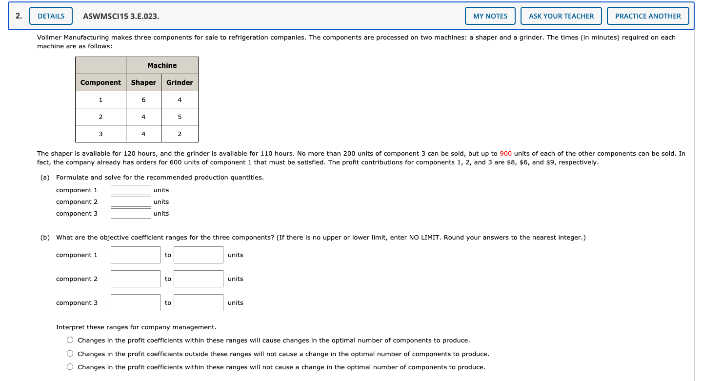 Module 2: LP Sensitivity Analysis (QUESTION 2) 2.