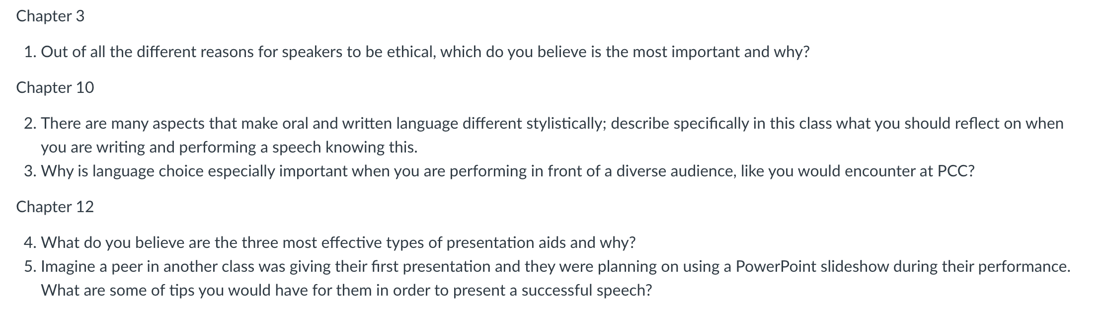 Chapter 3 1. Out of all the different reasons for