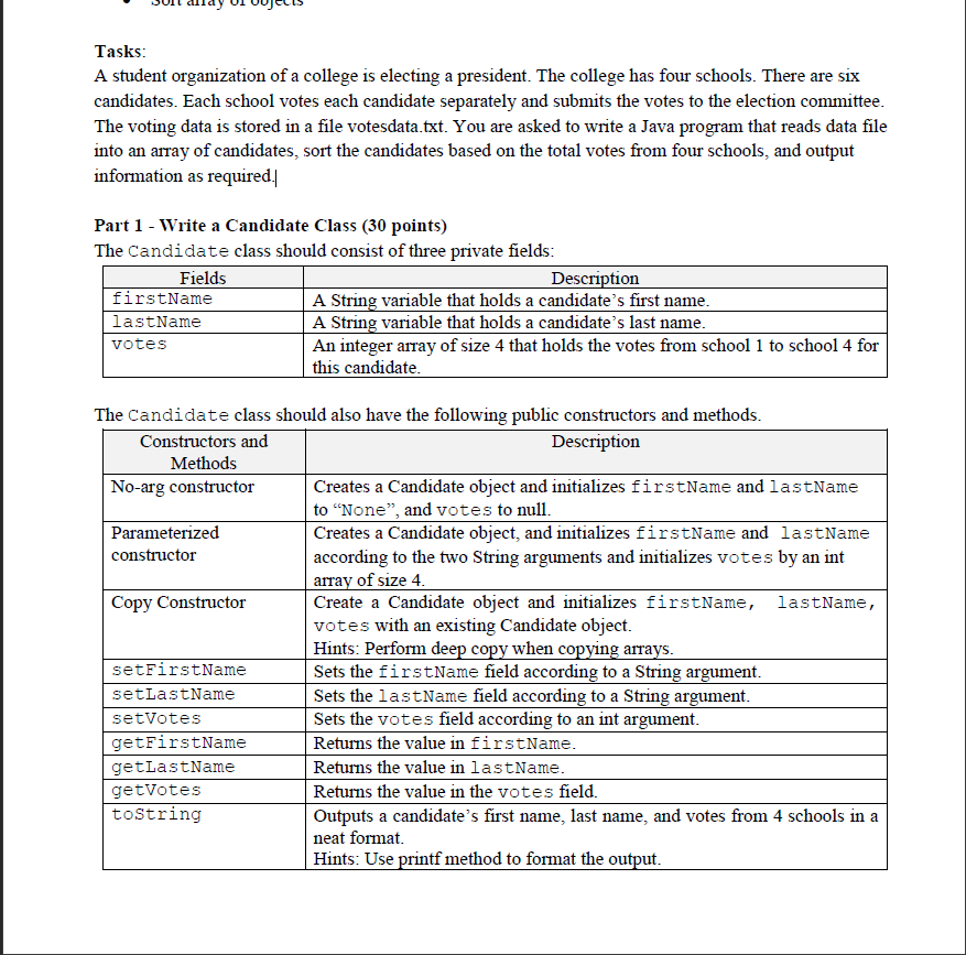 Tasks: A student organization of a college is
