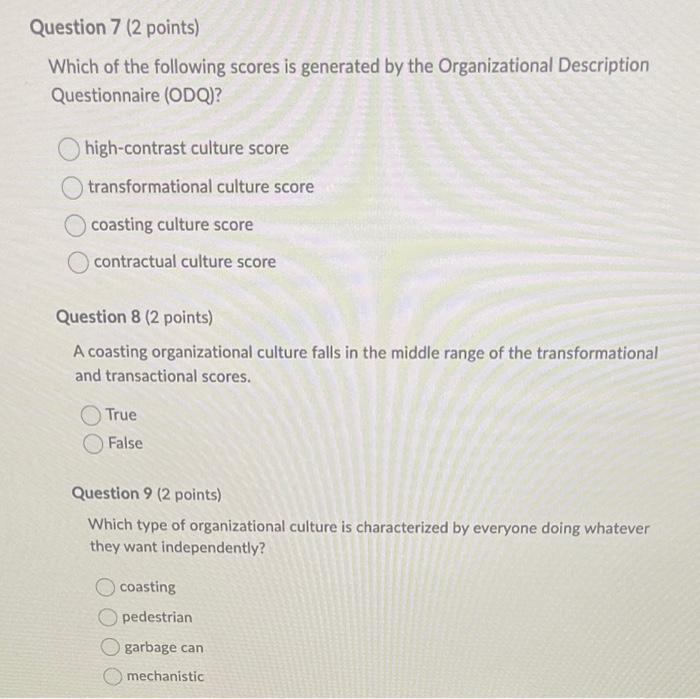 Question 7 ( 2 points) Which of the following