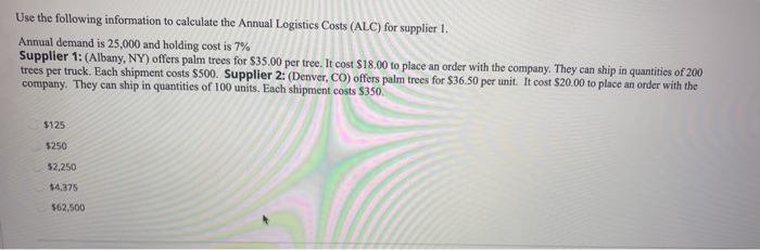 Use the following information to calculate the