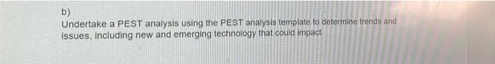 BSBHRM602 b) Undertake a PEST analysis using the