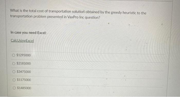 What is the total cost of transportation