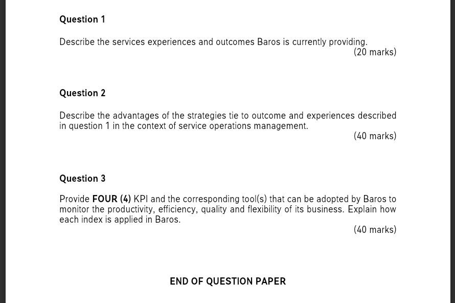 Describe the services experiences and outcomes