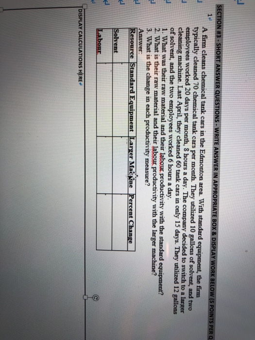 SECTION #3 - SHORT ANSWER QUESTIONS - WRITE