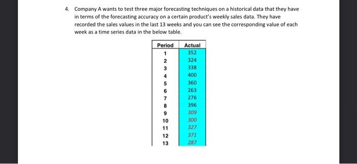 4. Company A wants to test three major