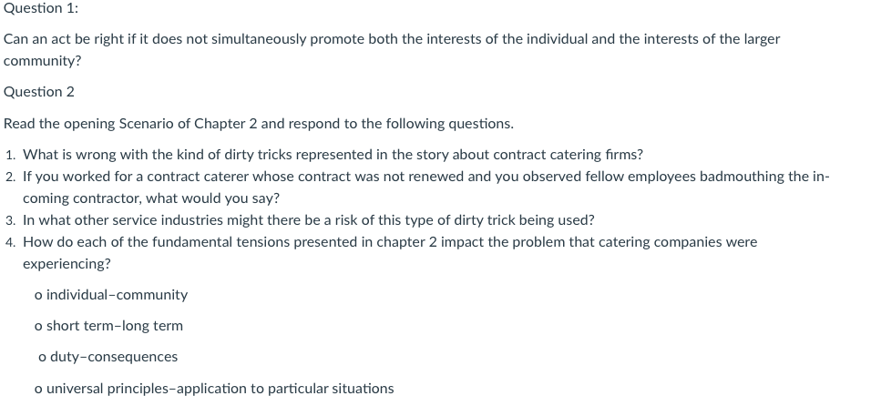 Question 1: Can an act be right if it does not