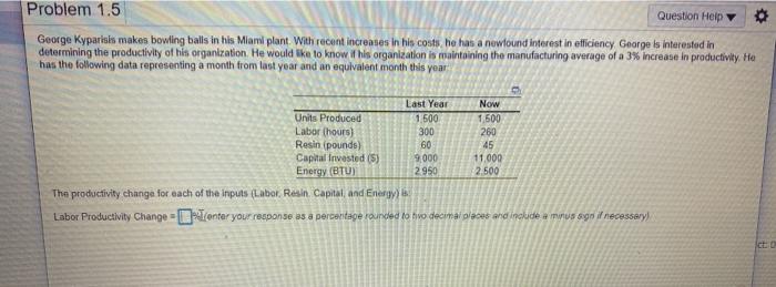 Problem 1.5 Question Help George Kyparisis makes