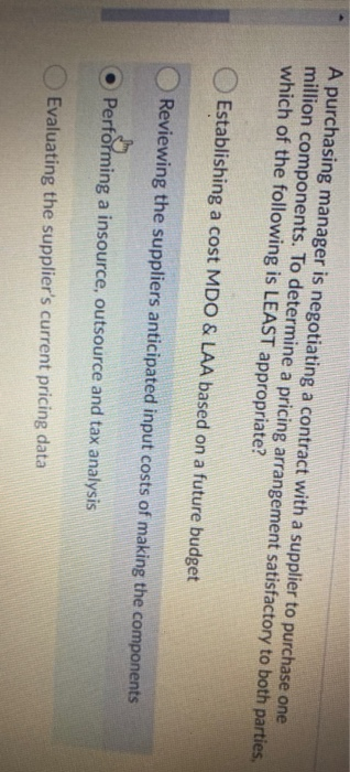 A purchasing manager is negotiating a contract