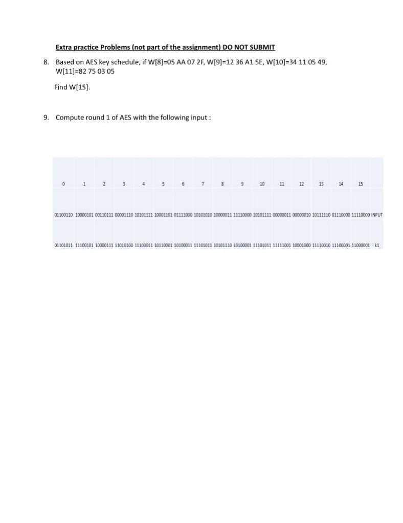 Extra practice Problems (not part of the