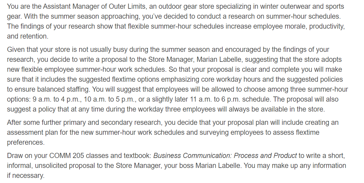 You are the Assistant Manager of Outer Limits, an