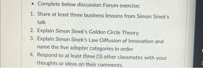 . Complete below discussion Forum exercise: 1.