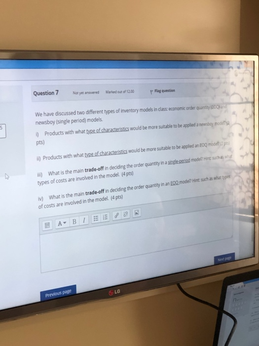 Question 7 Not yet answered Marked out of 12.00 p