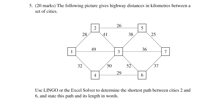 5. (20 marks) The following picture gives highway