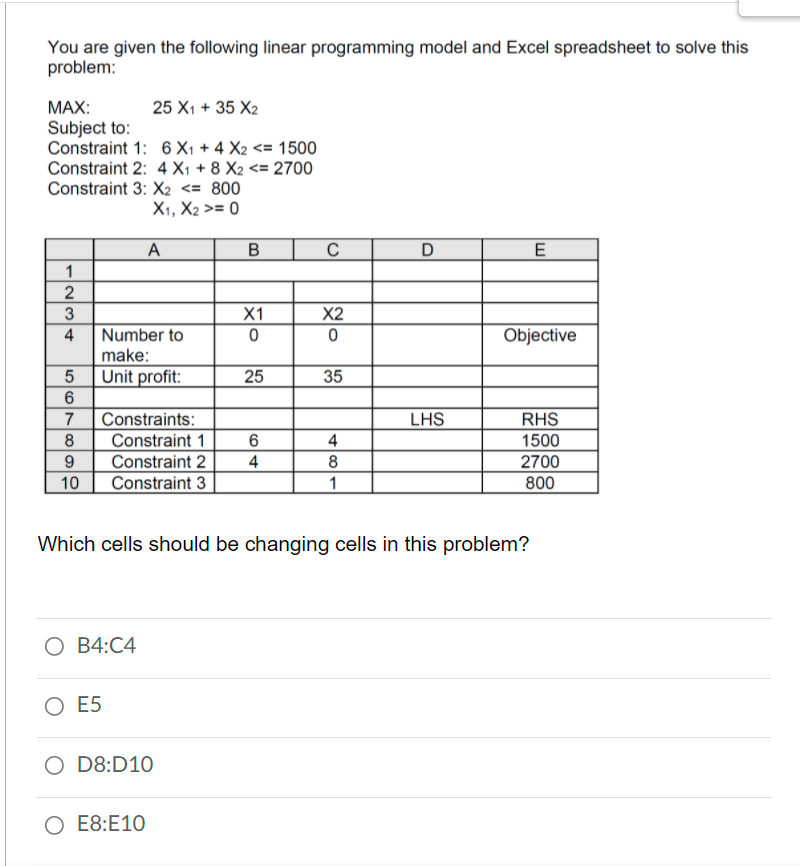 You are given the following linear programming