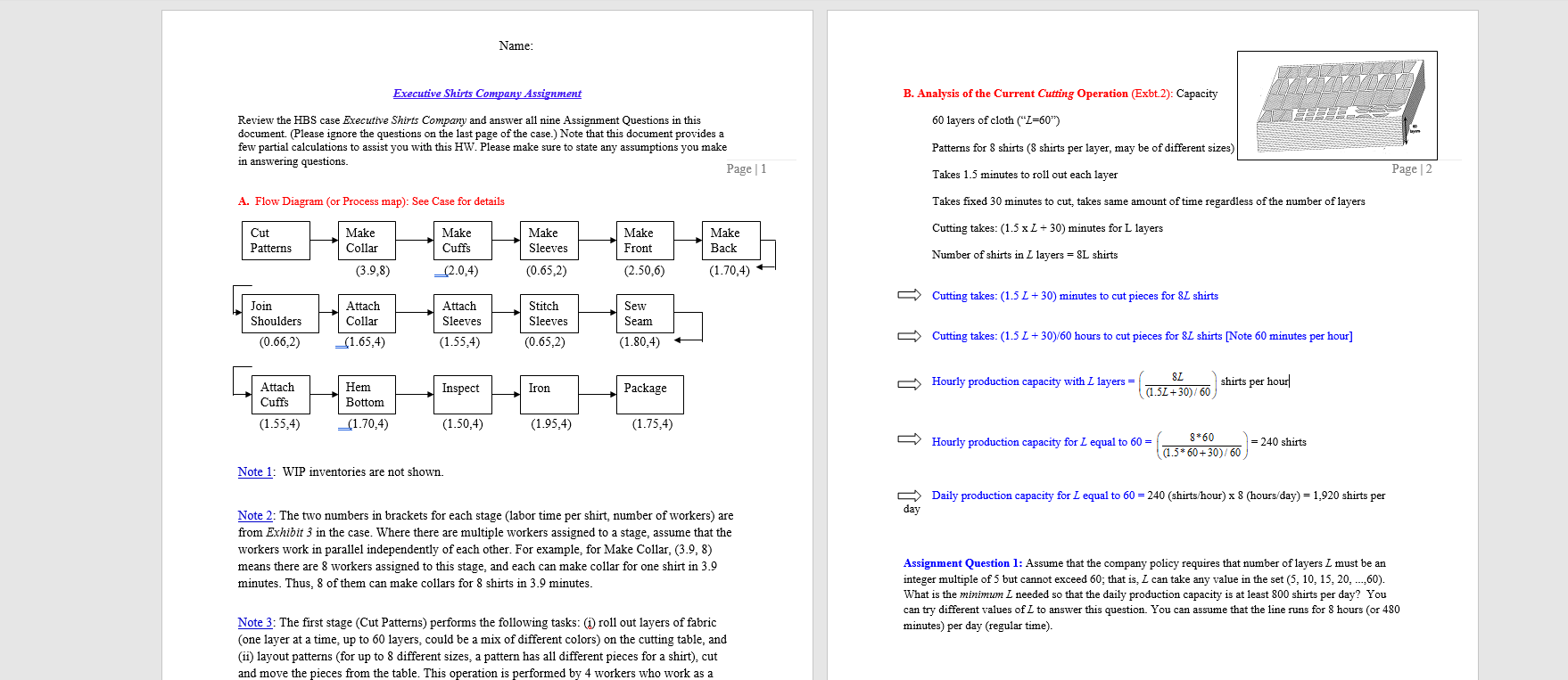 Name: Executive Shirts Company Assignment B.