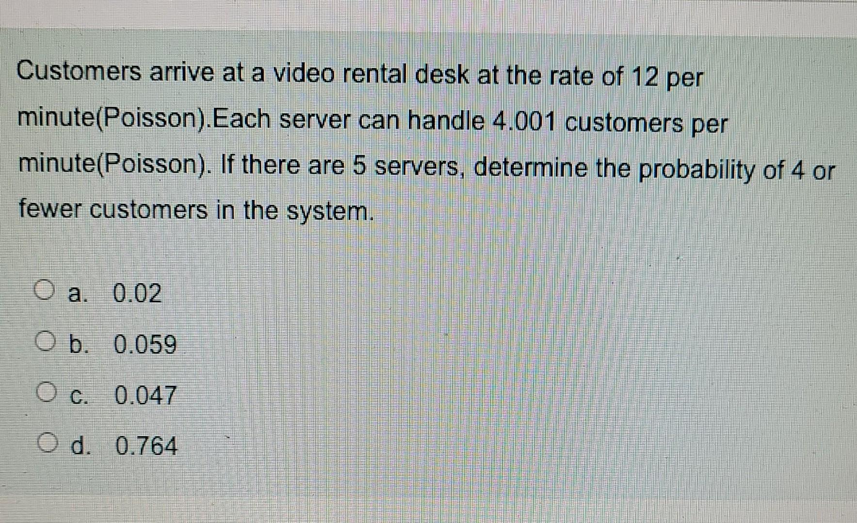 Customers arrive at a video rental desk at the