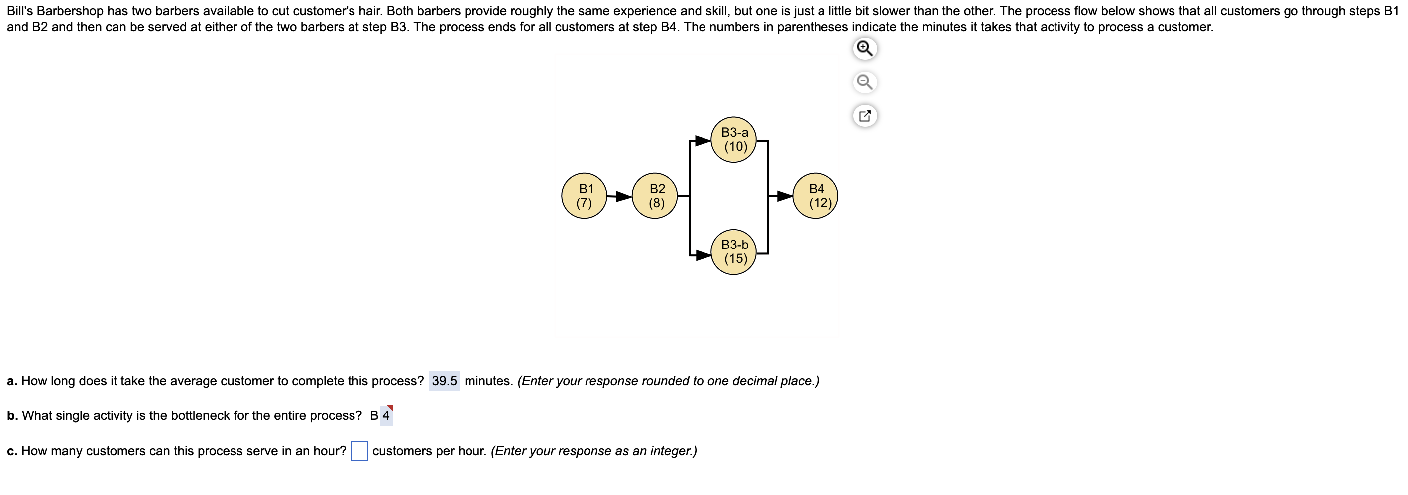 Bill's Barbershop has two barbers available to