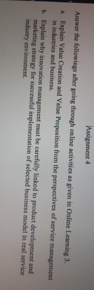 SUBJECT of Innovation Assignment 4 Answer the