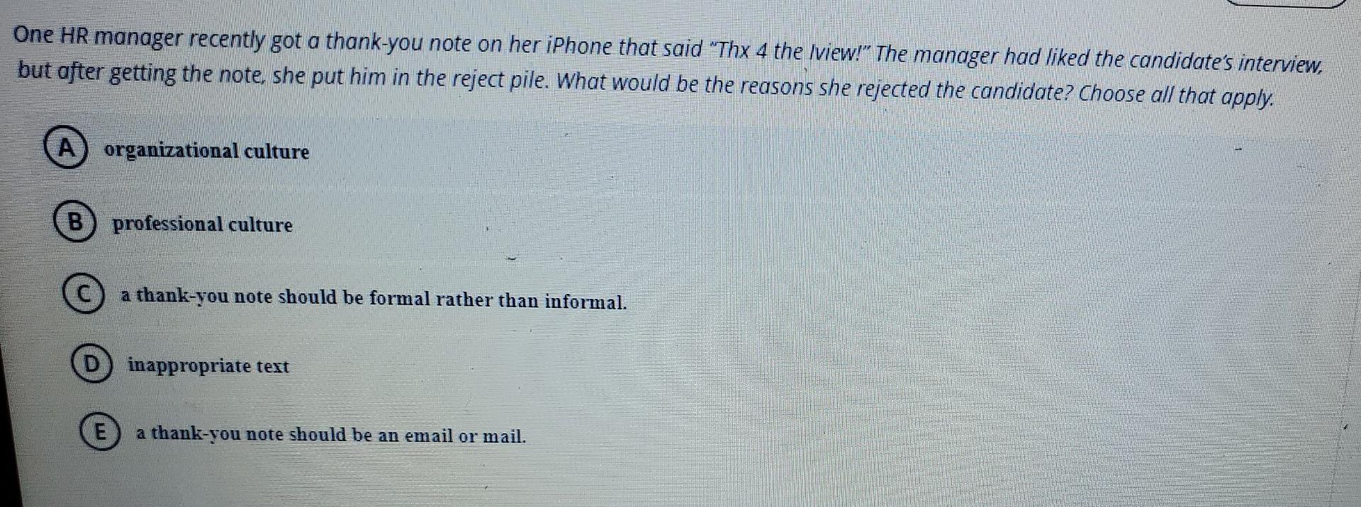 One HR manager recently got a thank-you note on