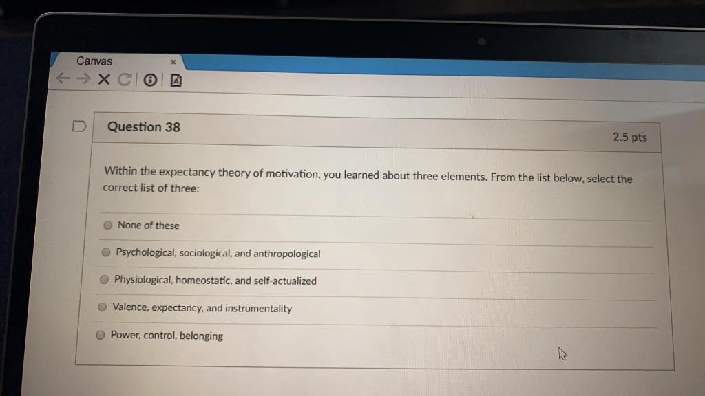 Canvas ex ID Question 25 2.5 pts Horizontal