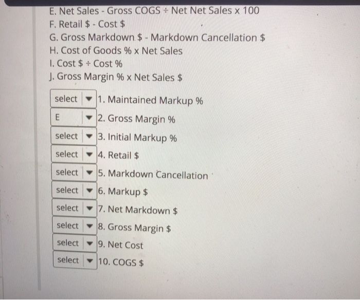 Match the key concept with its formula A. Higher