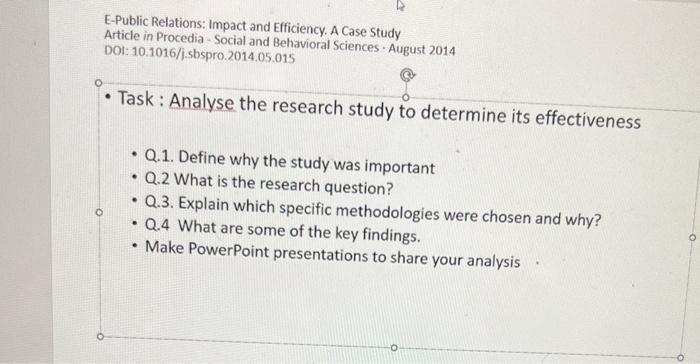 E-Public Relations: Impact and Efficiency. A Case